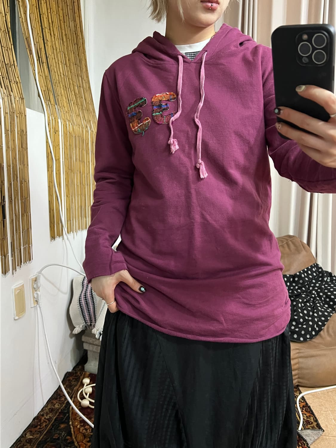 빈티지 여성 엘보패치 후드티  상품이미지2