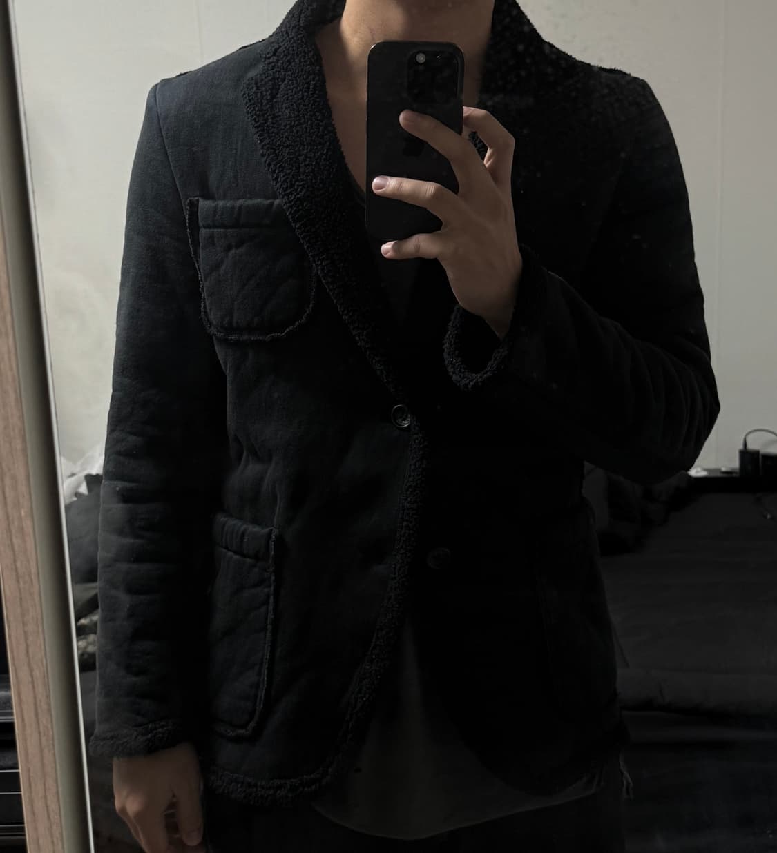 (착샷)꼼데가르송 옴므 로우컷 쉐어링 무스탕 자켓 상품이미지6