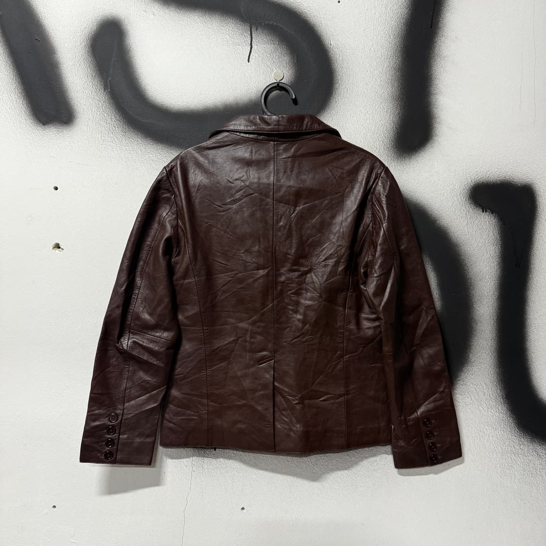 VTG 빈티지 100% 양가죽 쉽스킨 레더 싱글 블레이저 자켓 상품이미지2