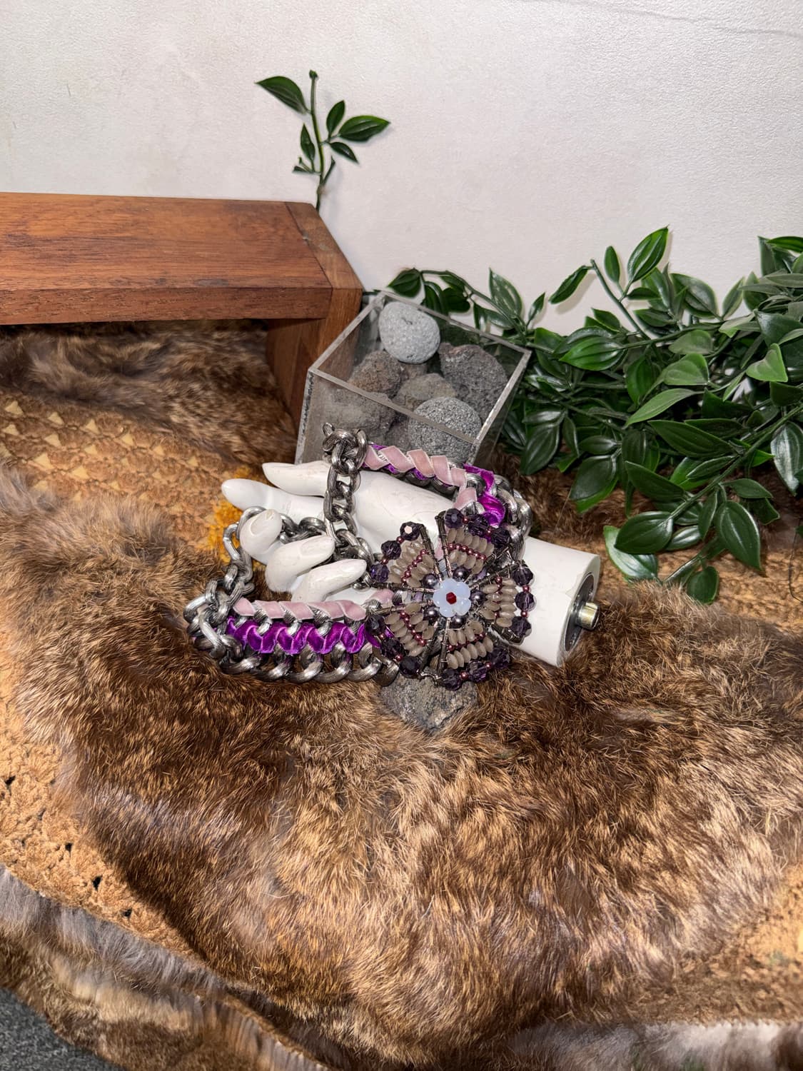 Purple oriental beads flower chain 초커 상품이미지2