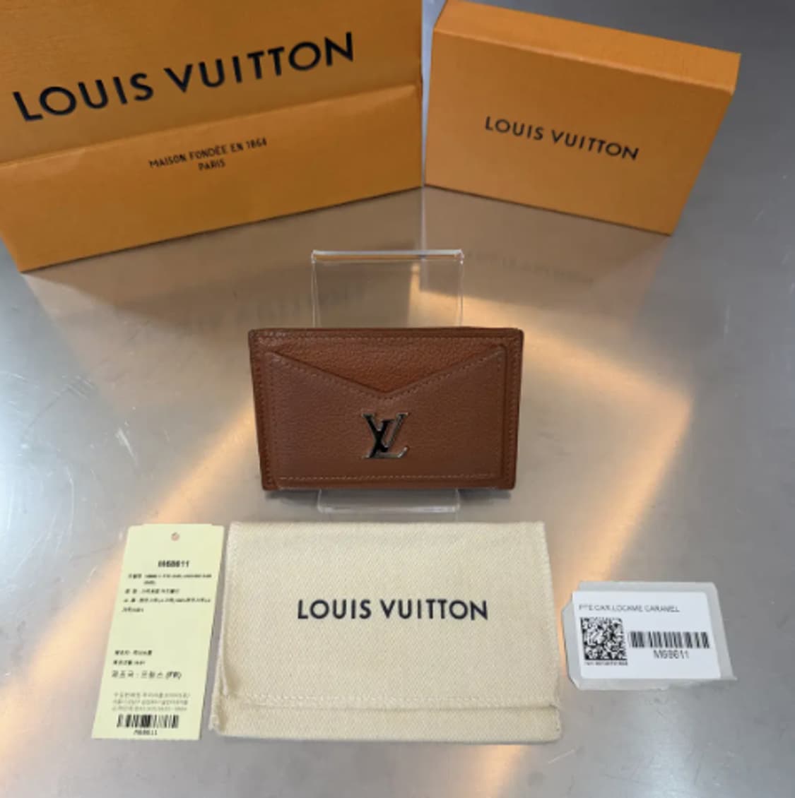 정품] 루이비통 LV 메탈 로고 포켓 오거나이저 카드지갑 브라운 상품이미지2