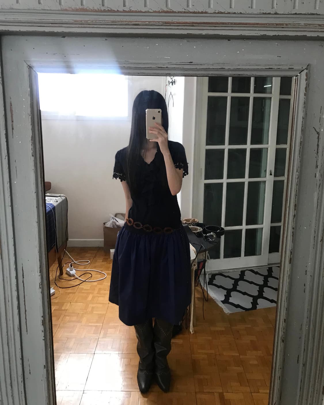 vintage purple banding skirt 상품이미지8