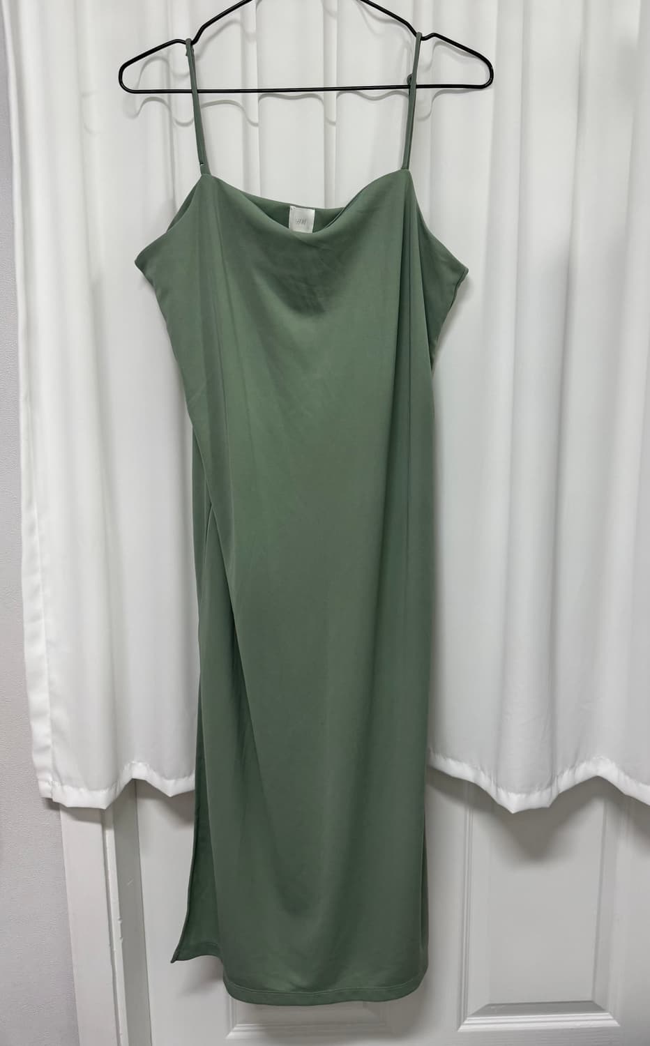 H&M 끈나시 롱 원피스 카키 슬릿 상품이미지3
