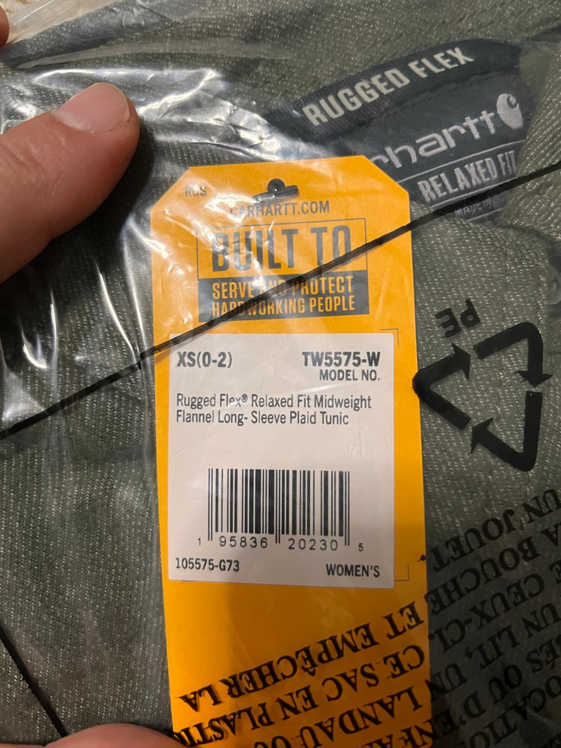 [신품/정품] 칼하트 여성용 미드웨이트 플래널 롱슬리브 튜닉 - 올리브 상품이미지3