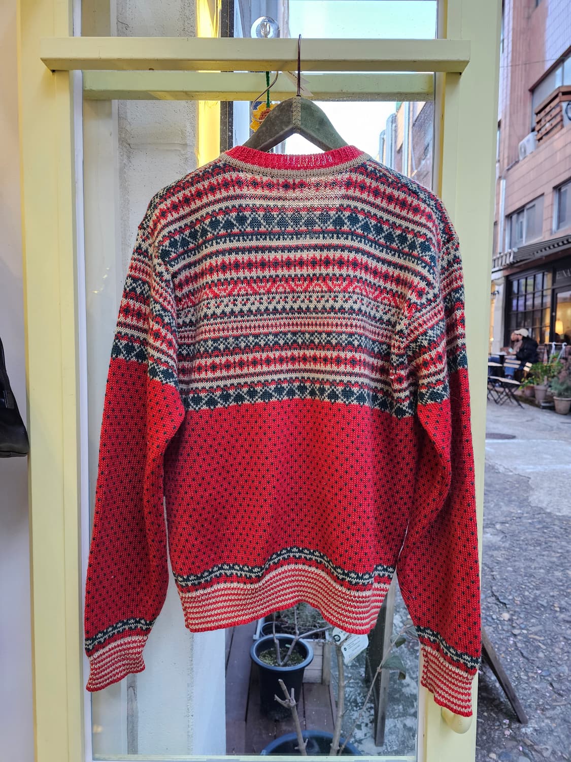 Japan GUY 오렌지 노르딕 V넥 울 니트 상품이미지6