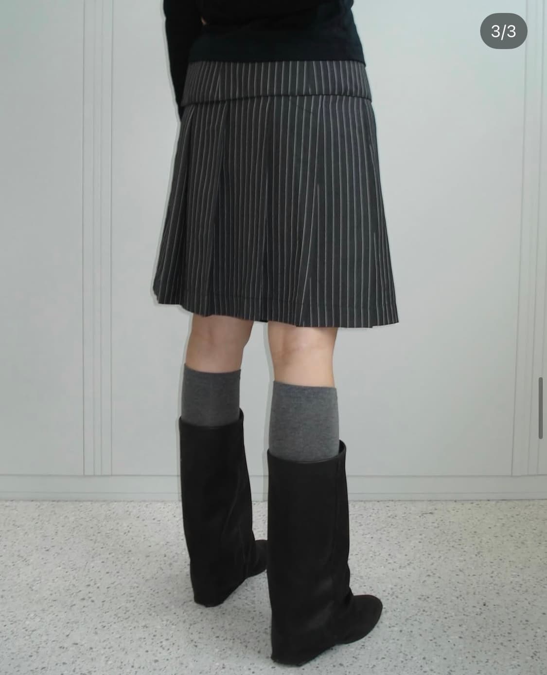 체메씨 랩스커트 스트라이프 그레이  상품이미지2