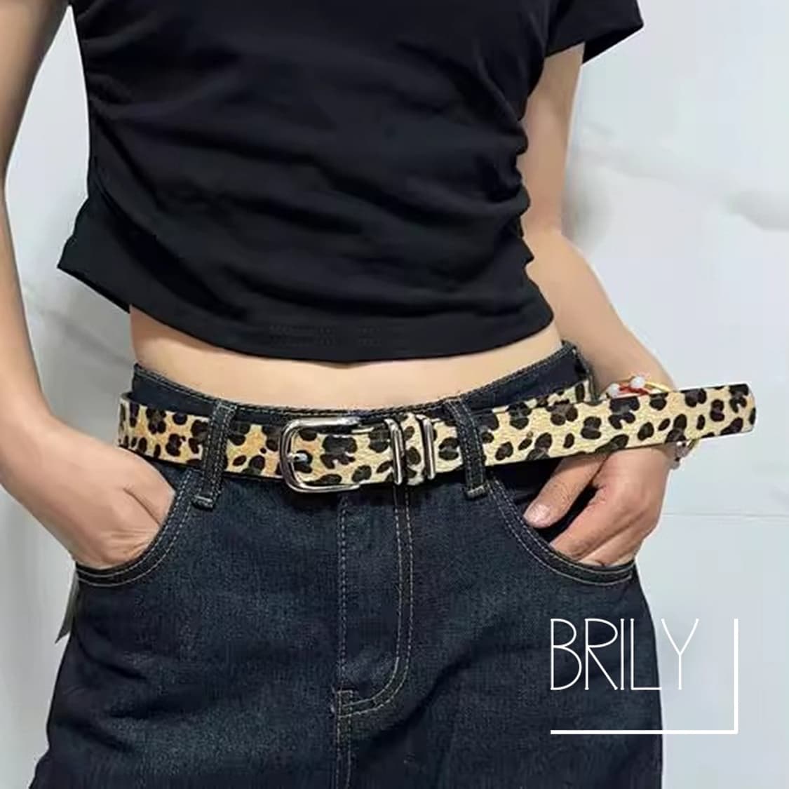 [Unisex] JUN 레오파드 호피 송치털 미니멀 벨트 베이지 상품이미지3