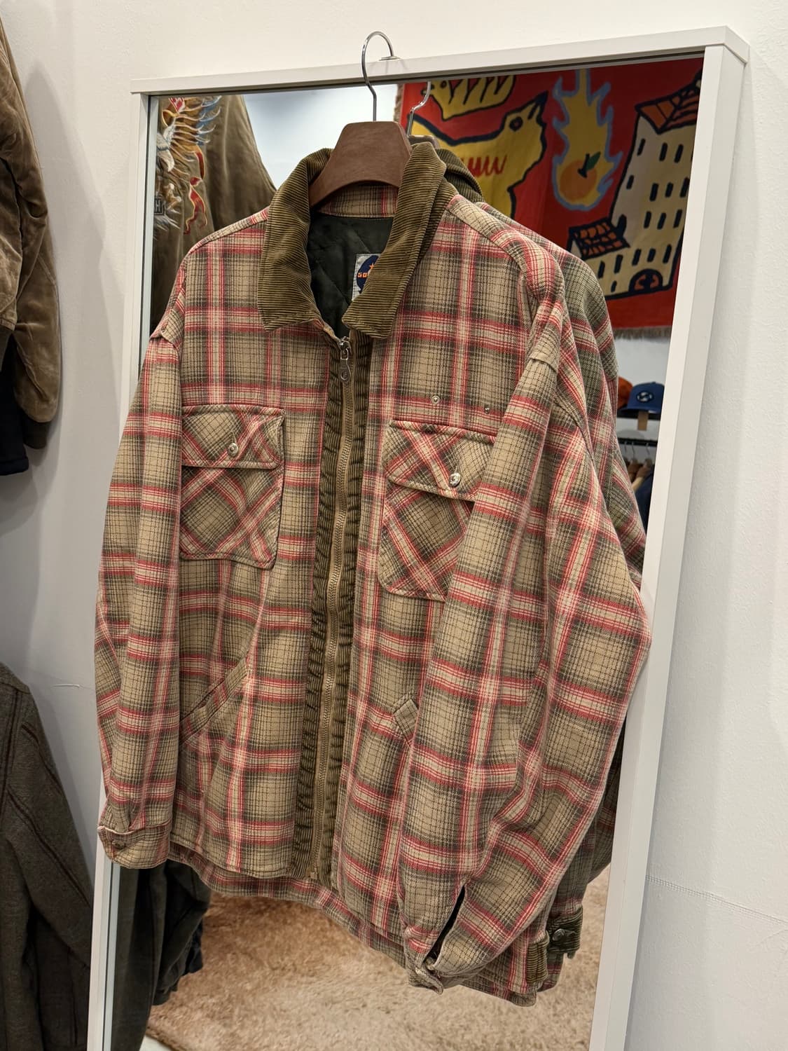 00s Soviet 빈티지 체크 코튼 플란넬 집업 자켓 상품이미지1