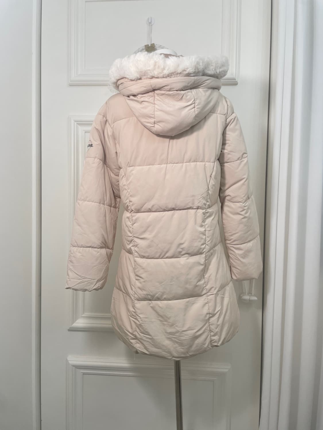 JENNY LOVE pink beige fur hoodie line ju 상품이미지3