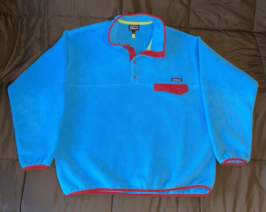 13FW 파타고니아 신칠라 스냅-T 플리스 스카이블루 레드 트림 상품이미지1