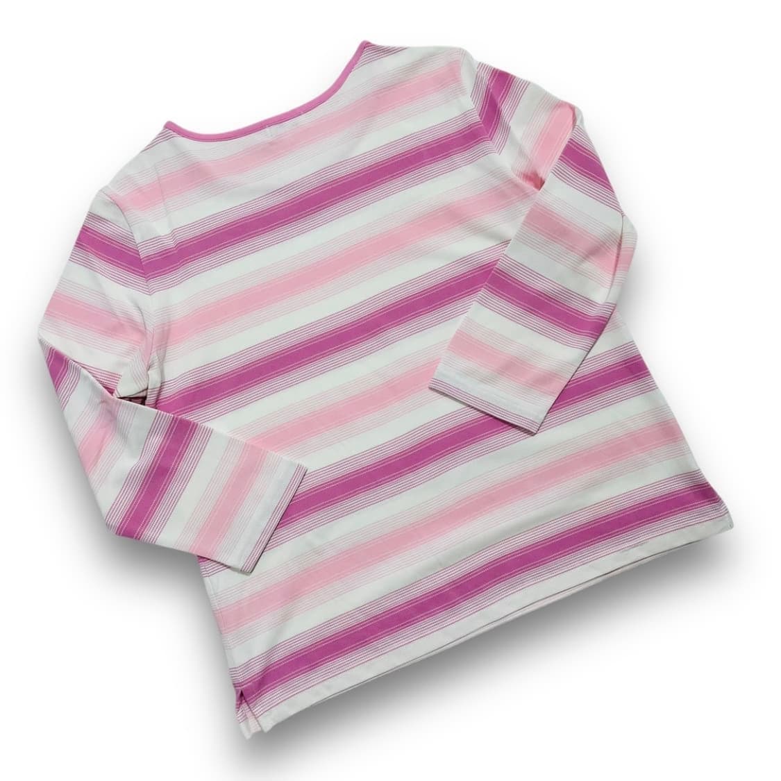 꾸레쥬 핑크 스트라이프 패턴 긴팔 티셔츠 상품이미지3