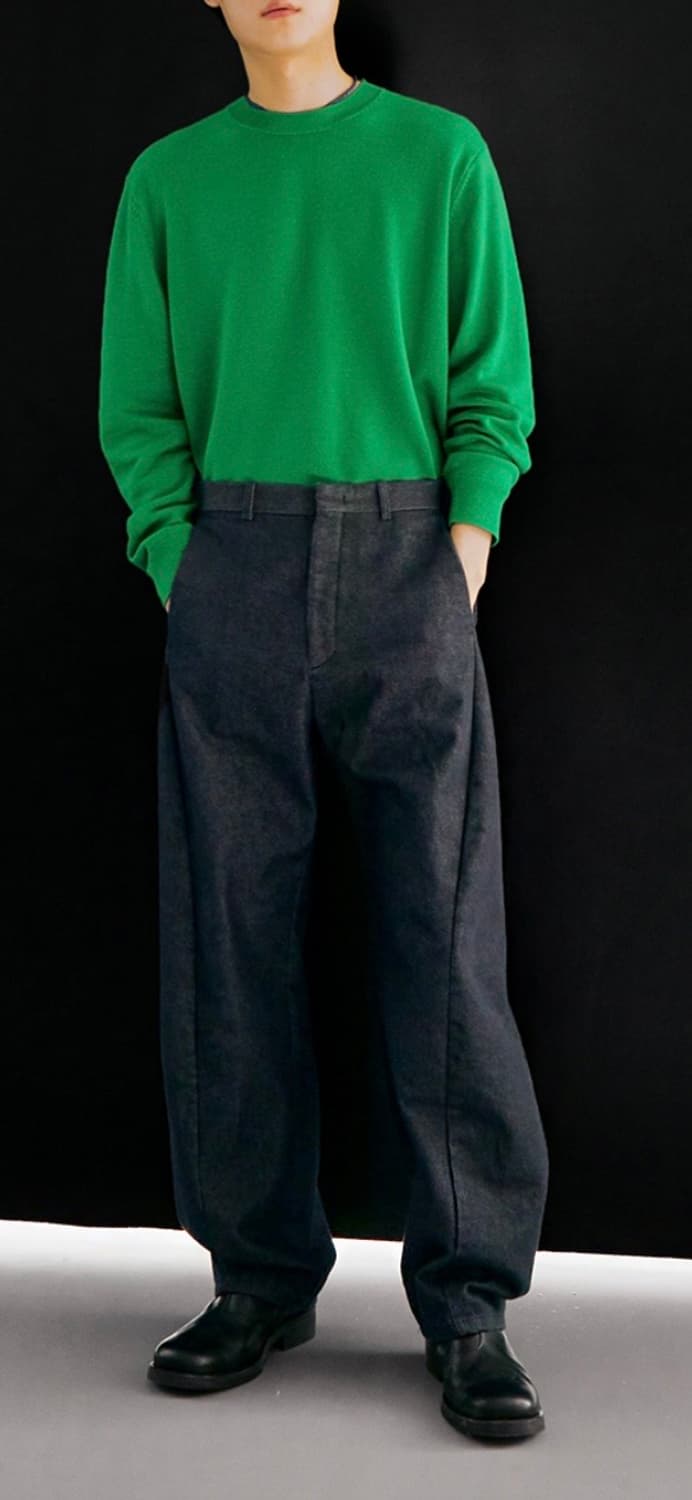 인템포무드 커브드 와이드 데님 팬츠_인디고 상품이미지2