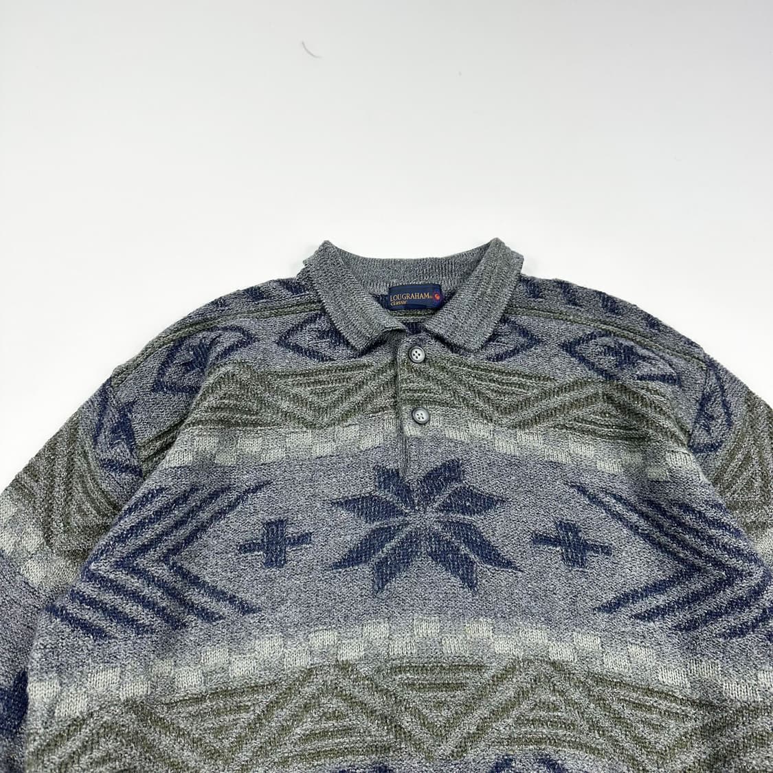 VTG 빈티지 노르딕 패턴 카라 니트 (M) 상품이미지1