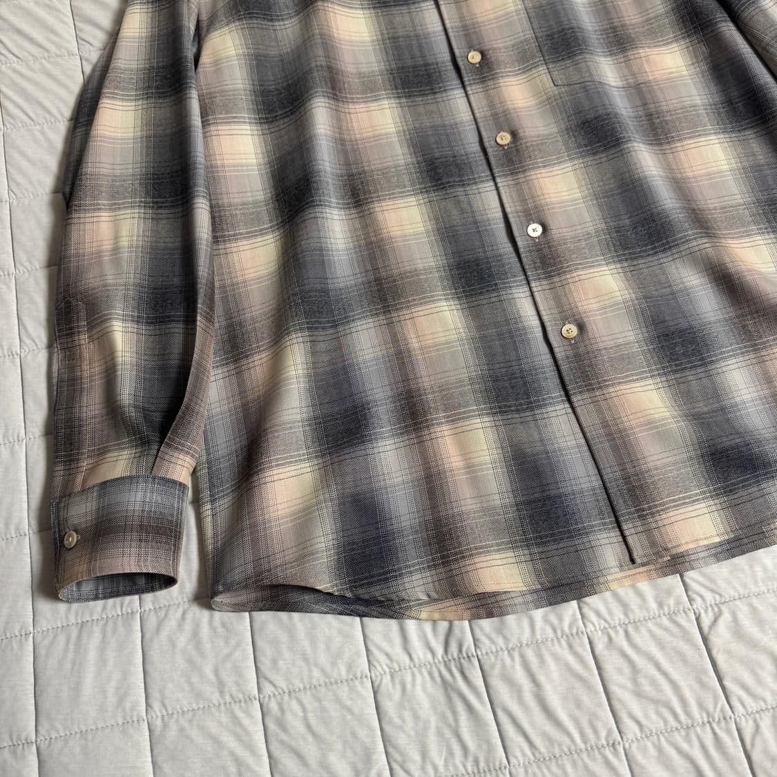 [4]24AW 오라리 슈퍼 라이트 울 체크 셔츠 베이지 블루 체크 상품이미지3