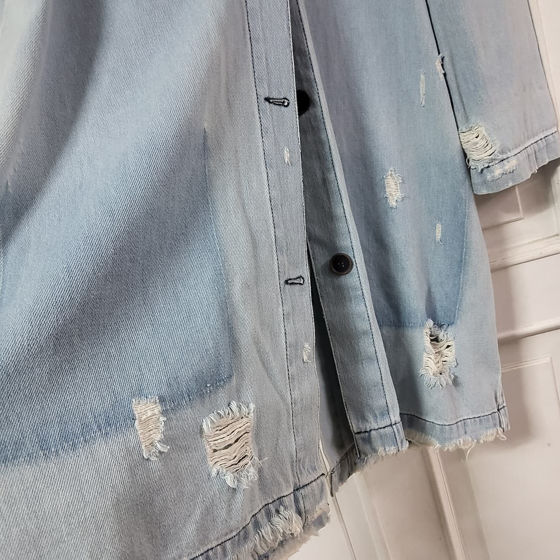 자라 데미지 데님 롱 코트 자켓 연청 여자 77 88 거의새옷 상품이미지3