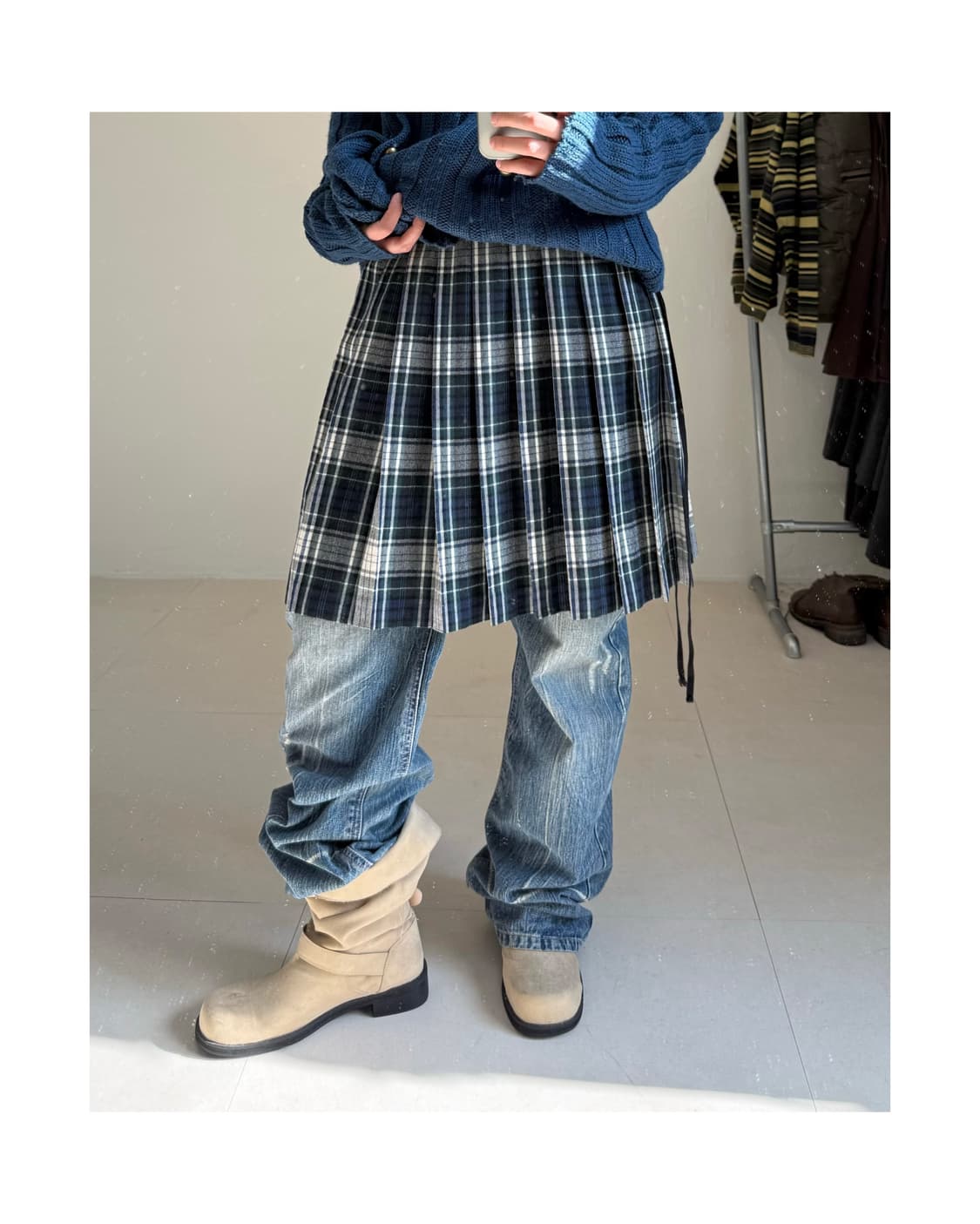 빈티지 체크 스커트 상품이미지1