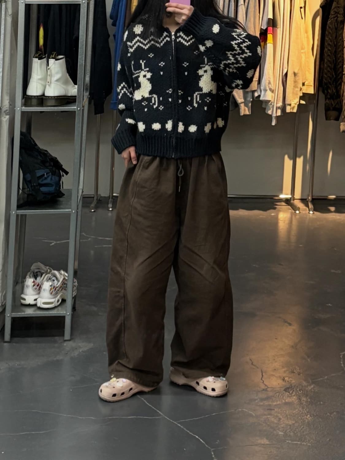 빈티지 노르딕 패턴 숏 니트 후드집업 A2933 상품이미지1