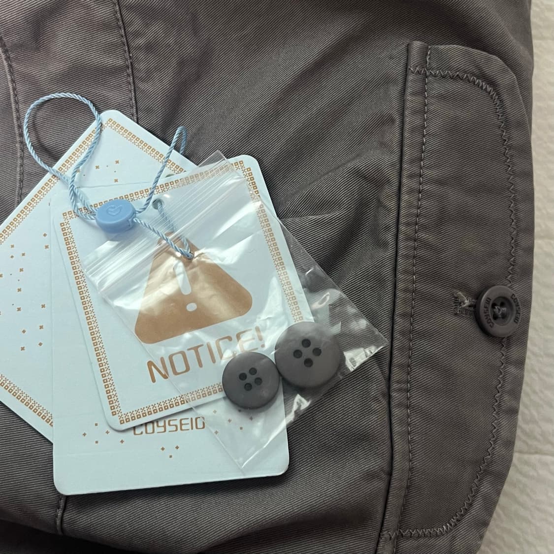 코이세이오 WASHED BUTTON TAB PANTS GREY 사이즈 1 상품이미지3