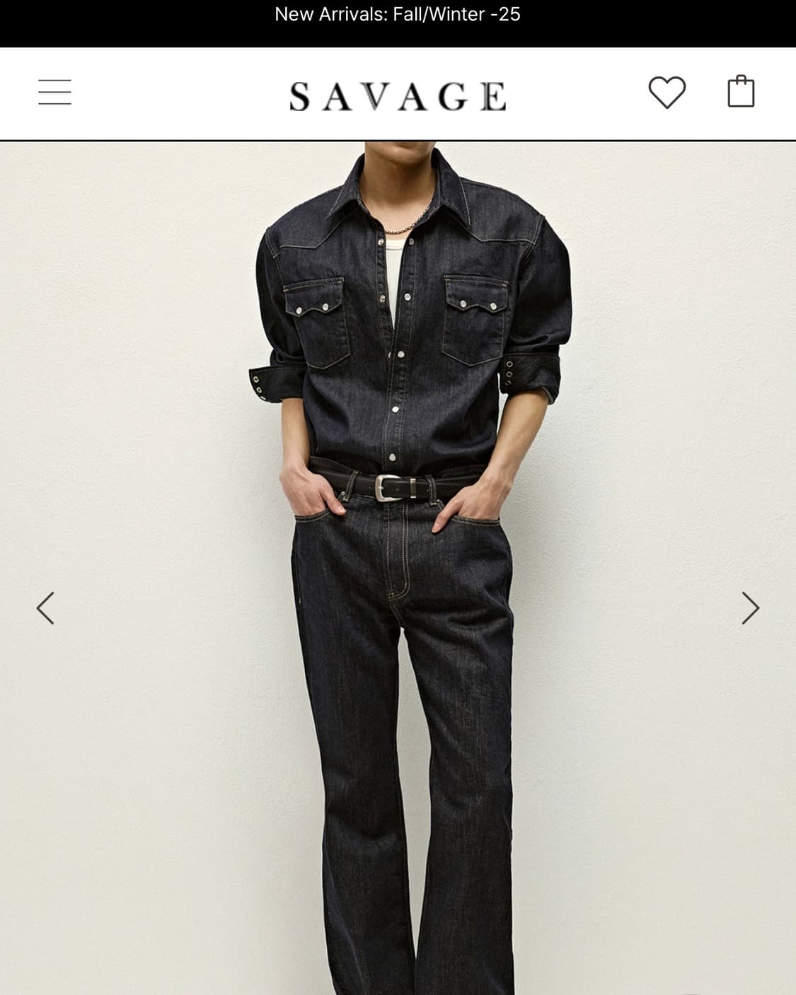 세비지 웨스턴 셔츠 다크블루m 상품이미지1