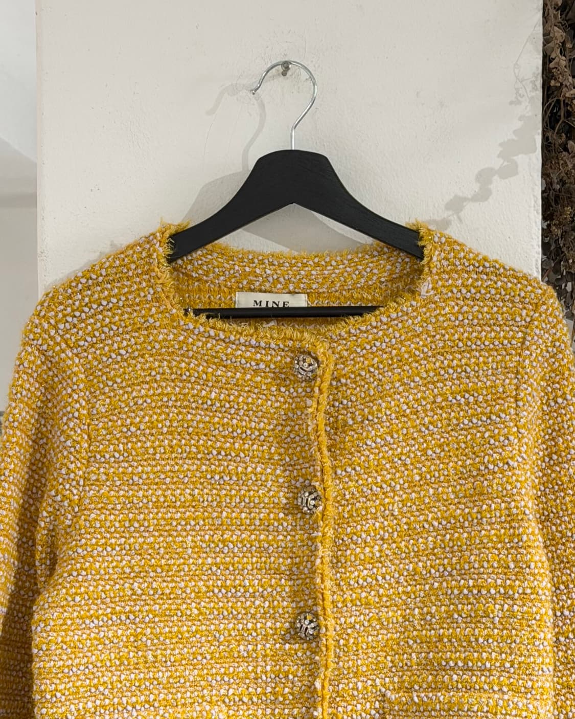 마인 옐로우 트위드 스냅버튼 자켓  상품이미지4