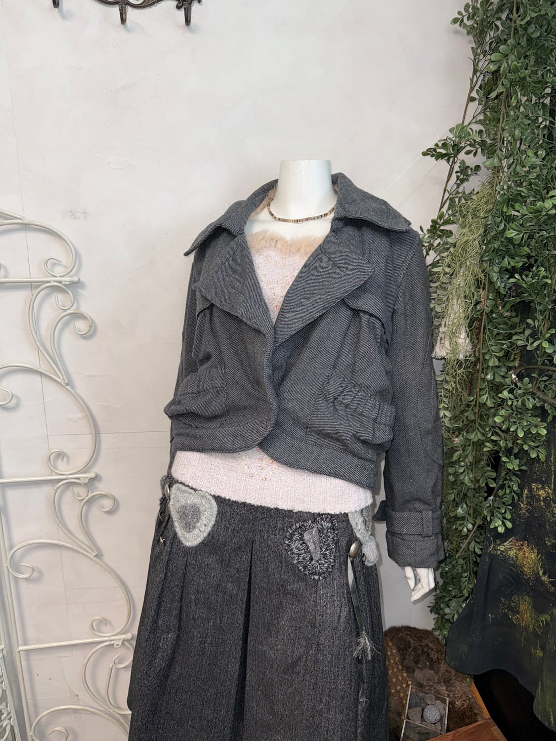 Codes Combine gray shirring wool jacket 상품이미지6