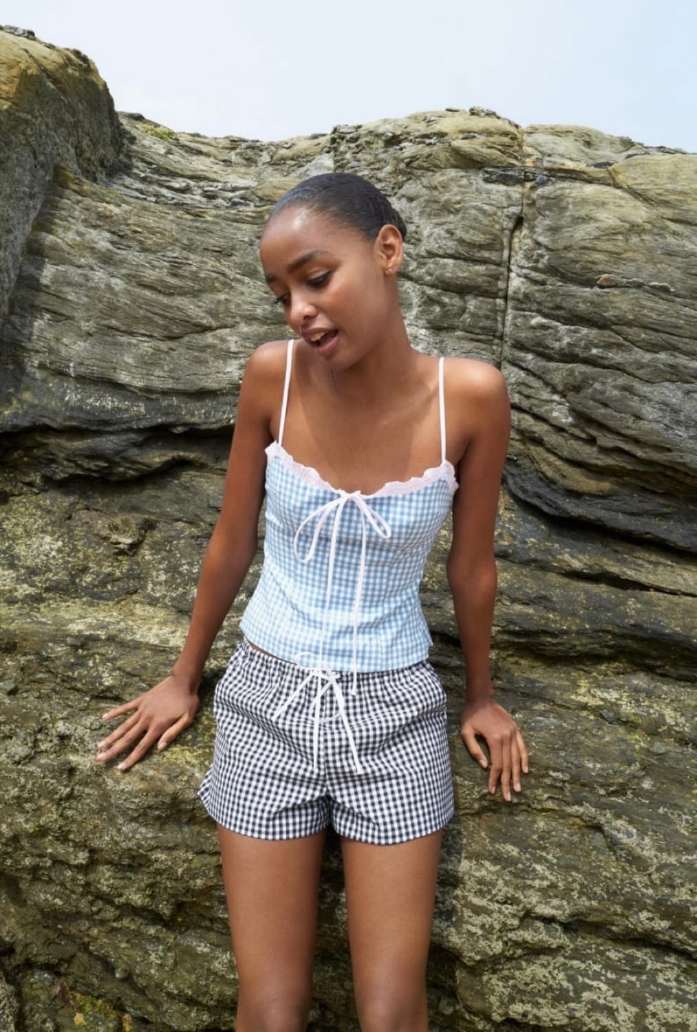 자라 체크 나시 블라우스 L 상품이미지4