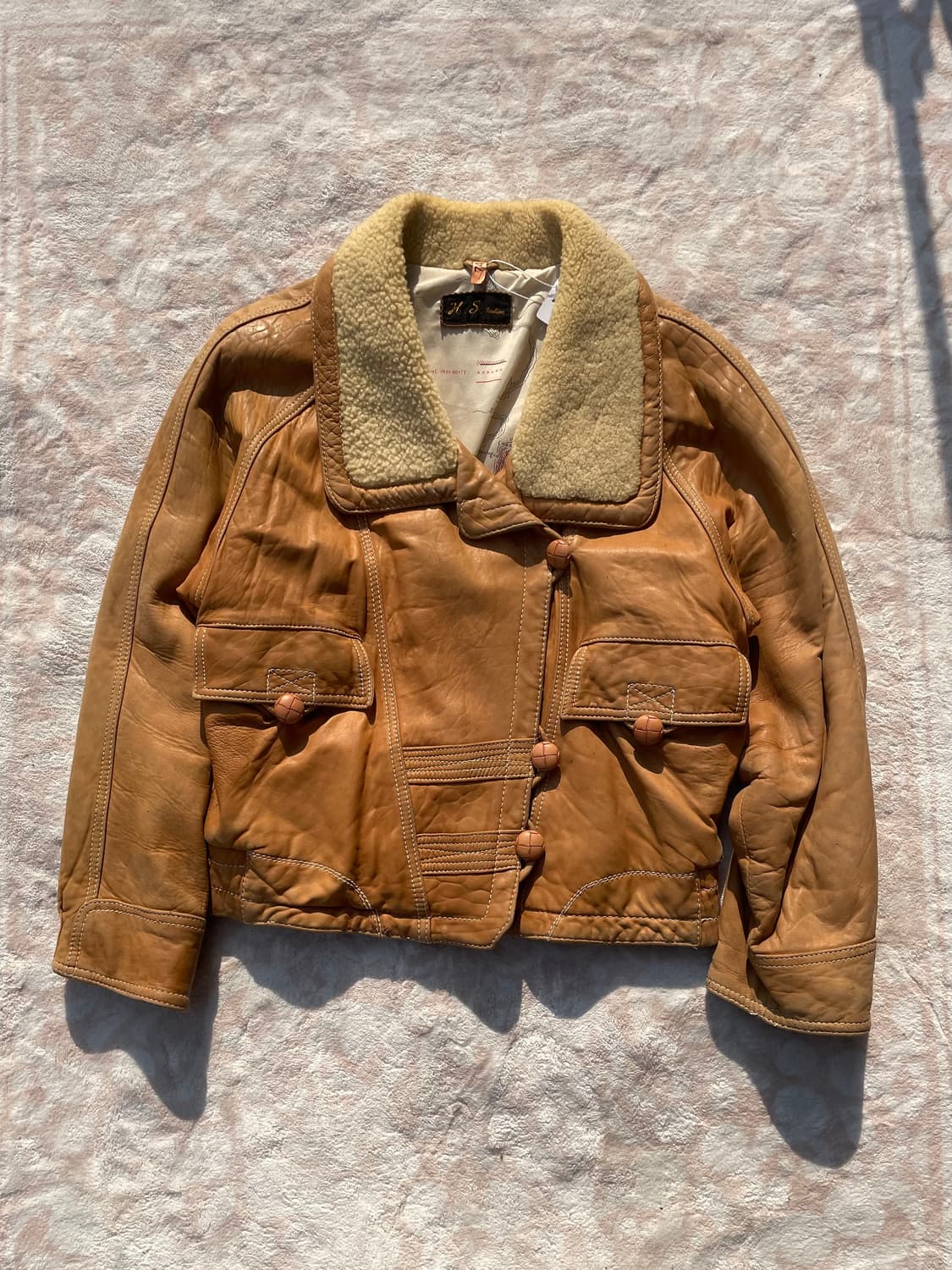 Vintage Shearling Collar Leather Jacket  상품이미지1