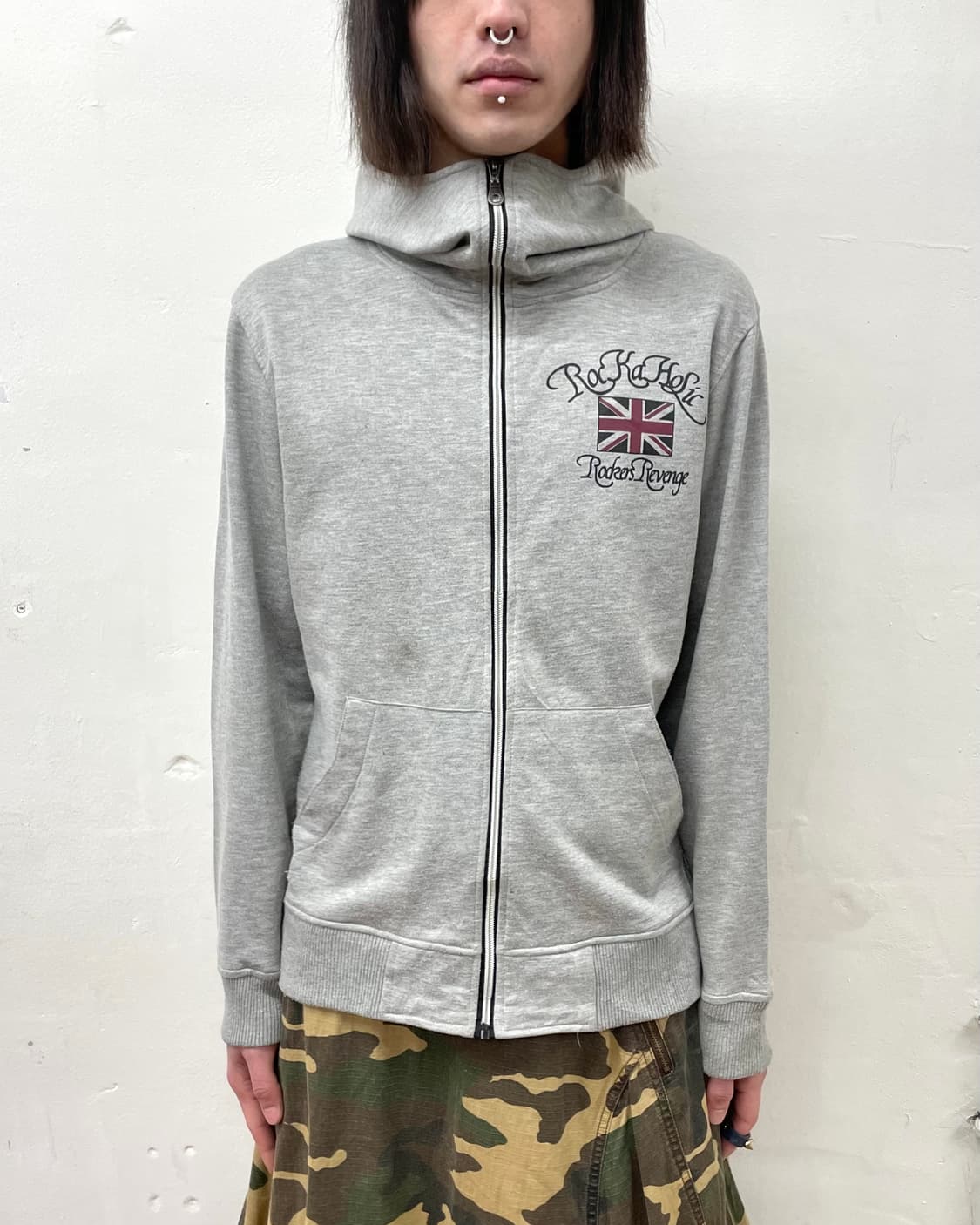  American flag high neck gray hooded 상품이미지2