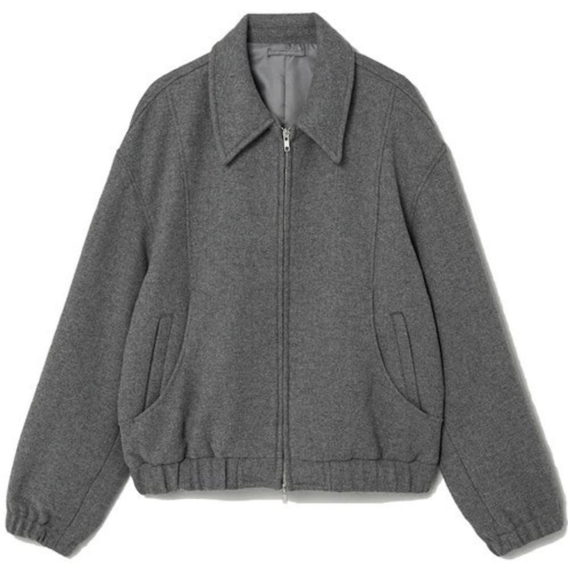 에잇세컨즈 울 블렌디드 커브드 절개 블루종 그레이 M 상품이미지1