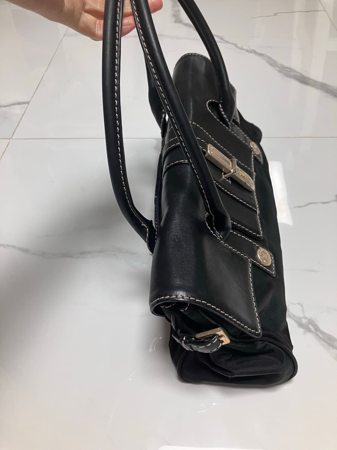 Y2K 빈티지  블랙 이스트웨스트 토트백 상품이미지6