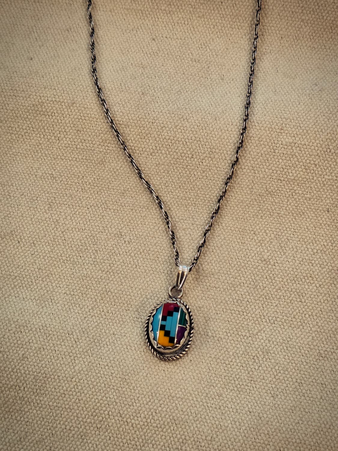 USASilver925 Navajo Inlay stone nacklace 상품이미지4