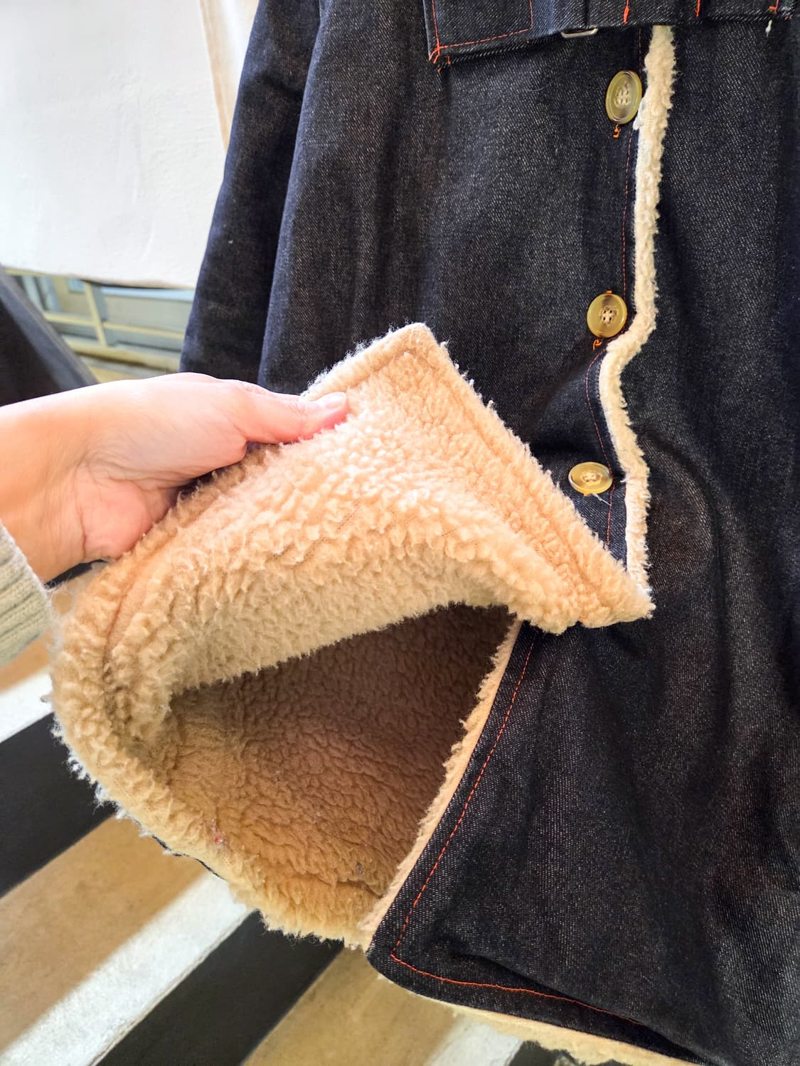 양털 안감 데님 후드 아우터 상품이미지4