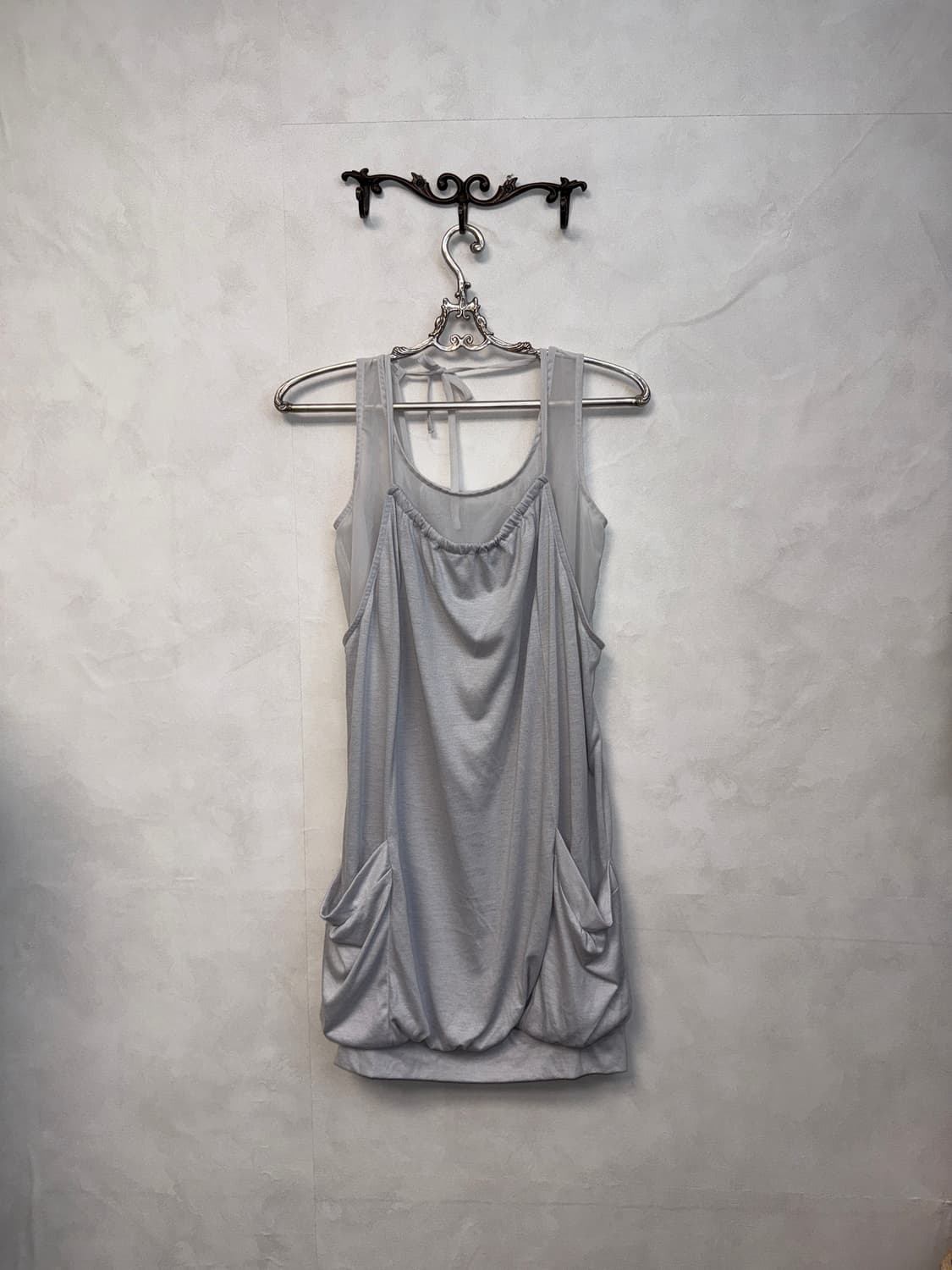 Gray chiffon layered balloon pocket ops 상품이미지1