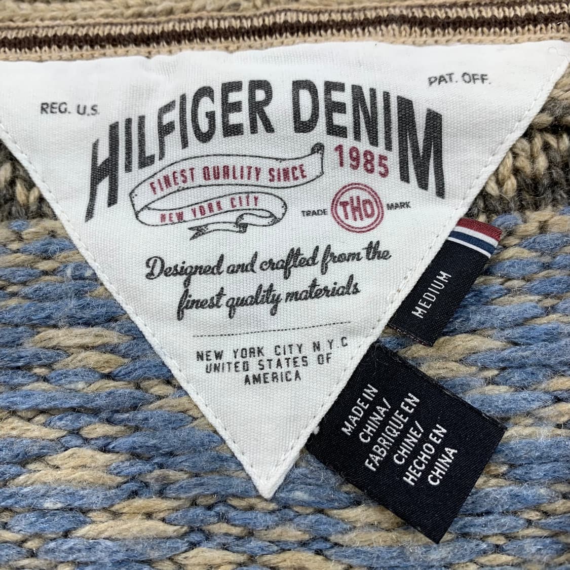 타미힐피거 노르딕패턴 울 니트 숄카라 가디건 베이지 상품이미지6