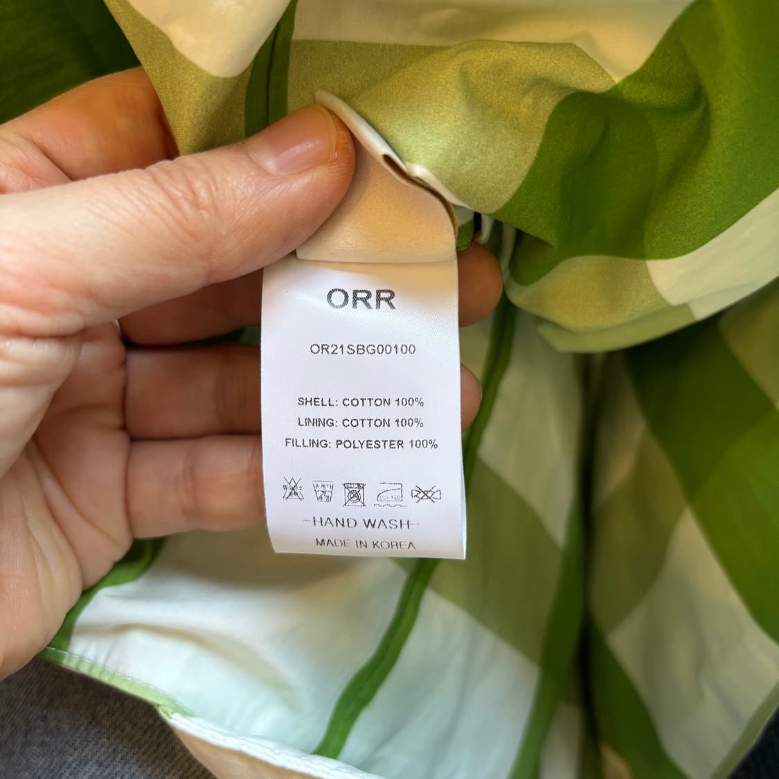 ORR 오르 그린 깅엄 체크 쇼퍼백 숄더백  상품이미지10