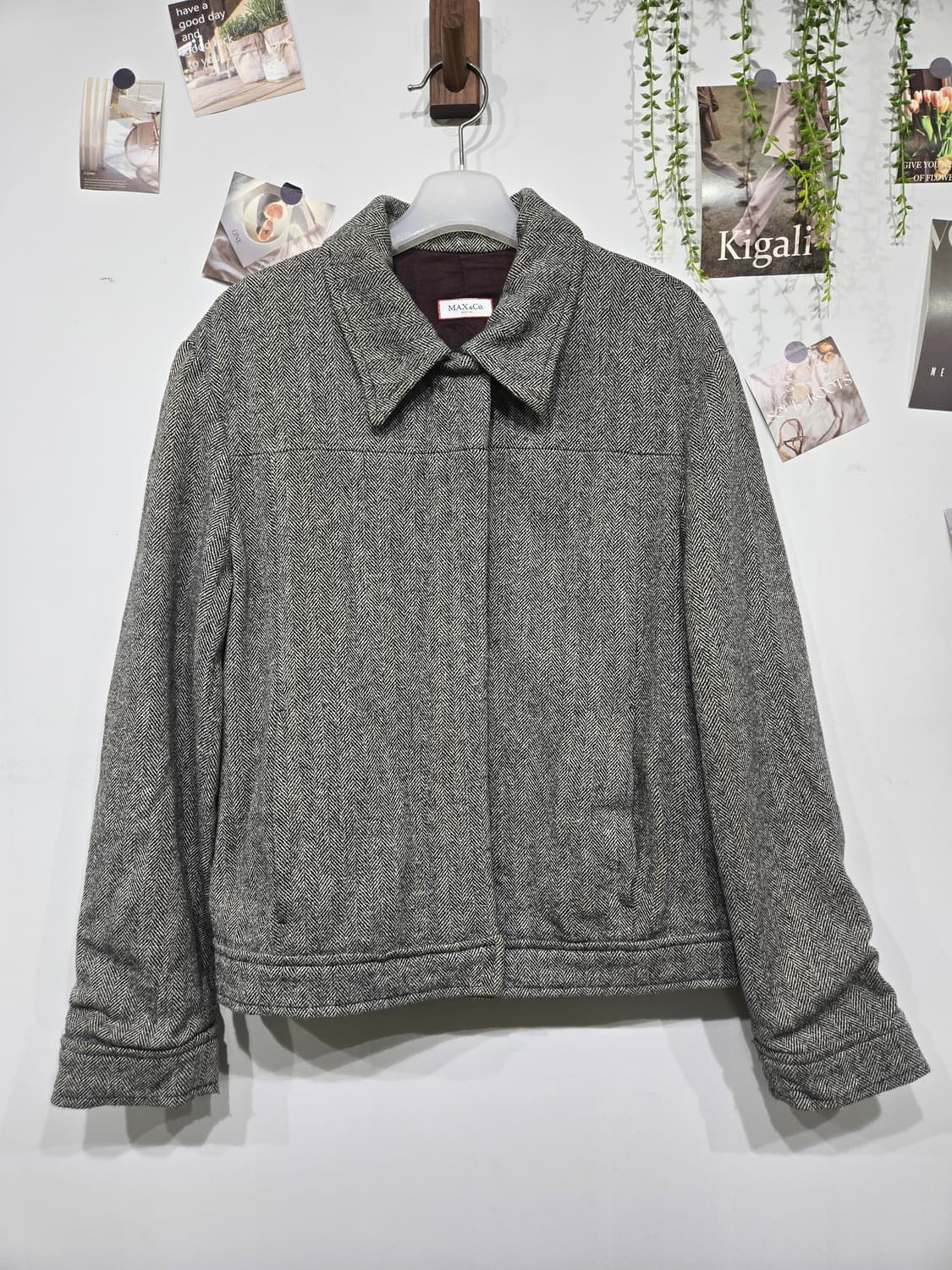막스앤코 헤링본 패턴 봄버 자켓 막스마라 상품이미지3
