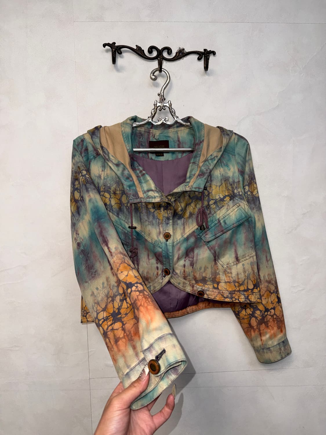 Blue tie dye crop bolero hood jacket  상품이미지4