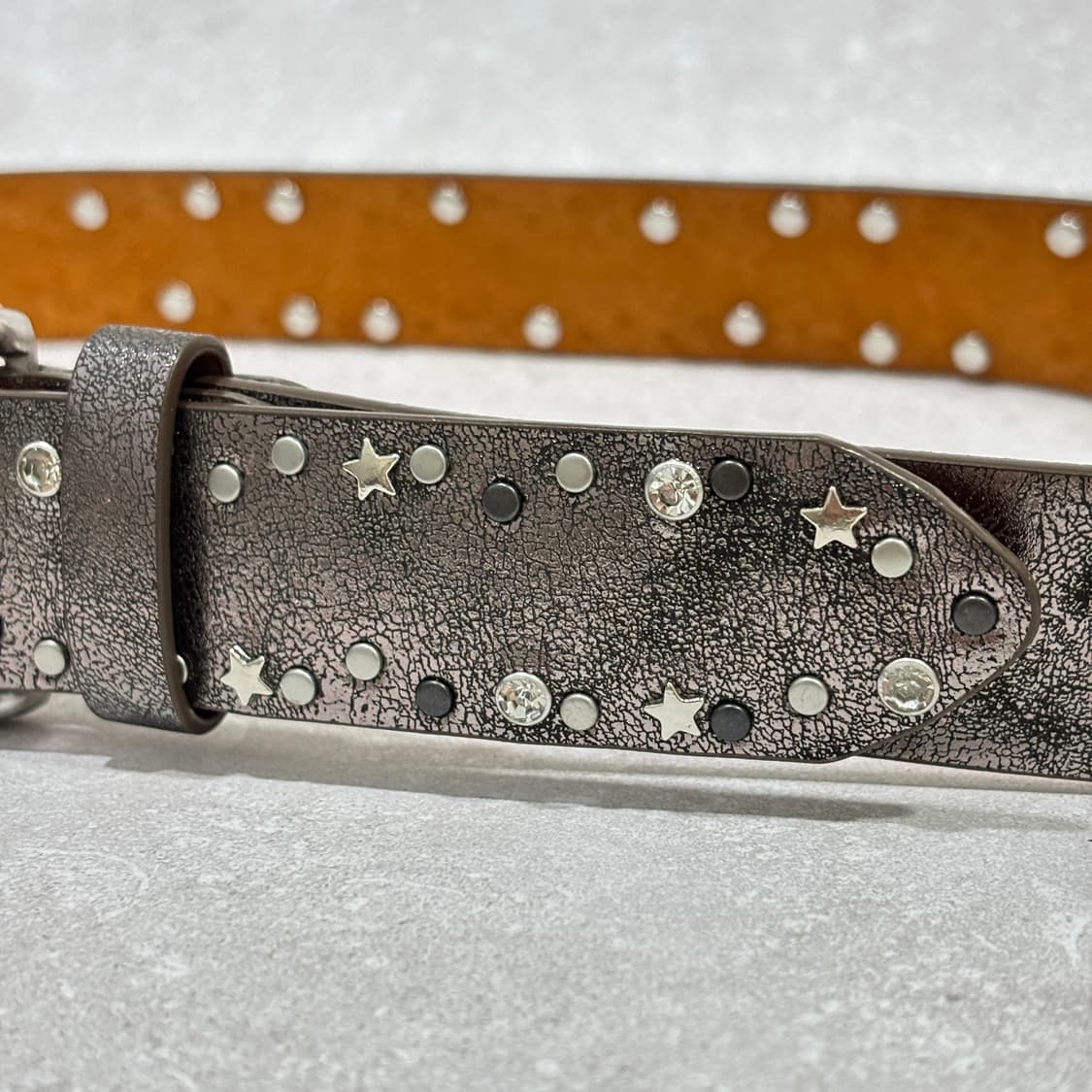Oribell 트윙클 별 스터드 그로시 소가죽 웨스턴 벨트 실버 상품이미지5