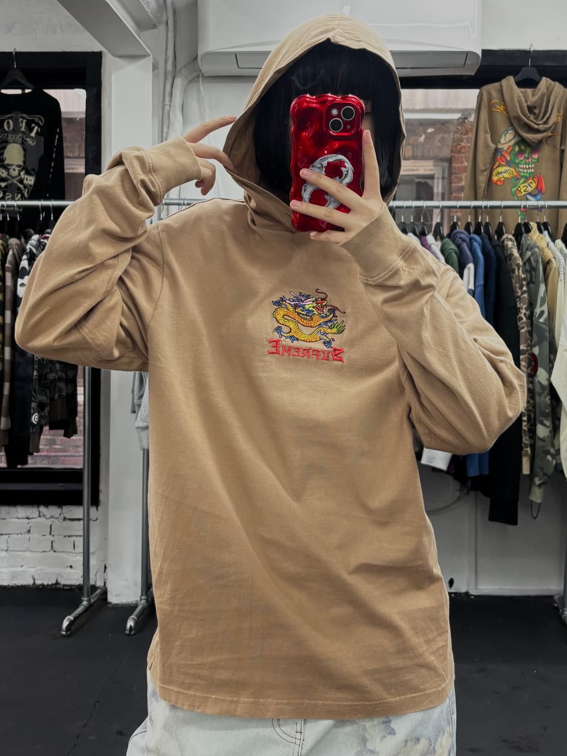 슈프림 브라운 드래곤 후드 티셔츠 상품이미지3