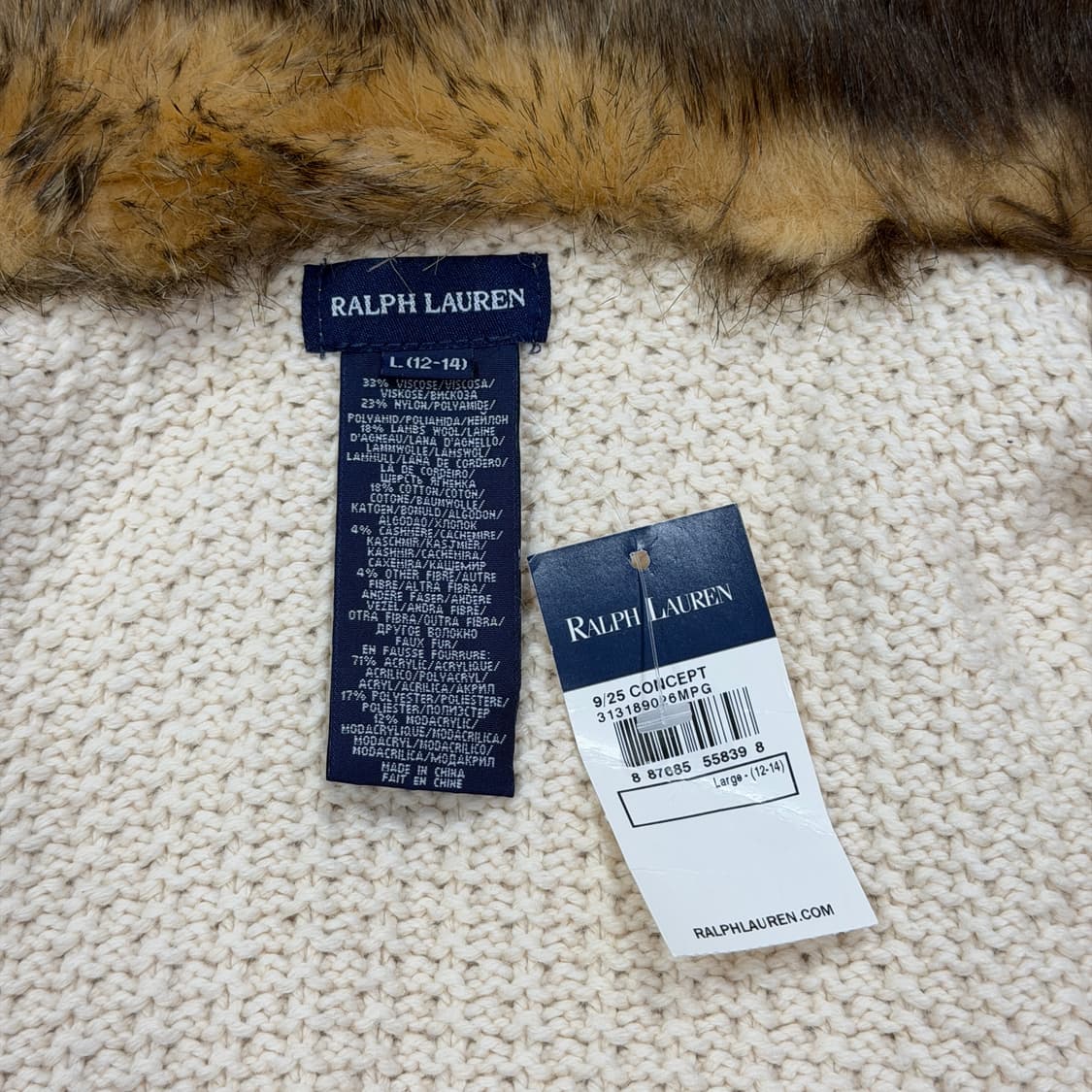 폴로 랄프로렌 퍼 카라 니트 딱붙핏 Y2K 가디건 L 상품이미지6
