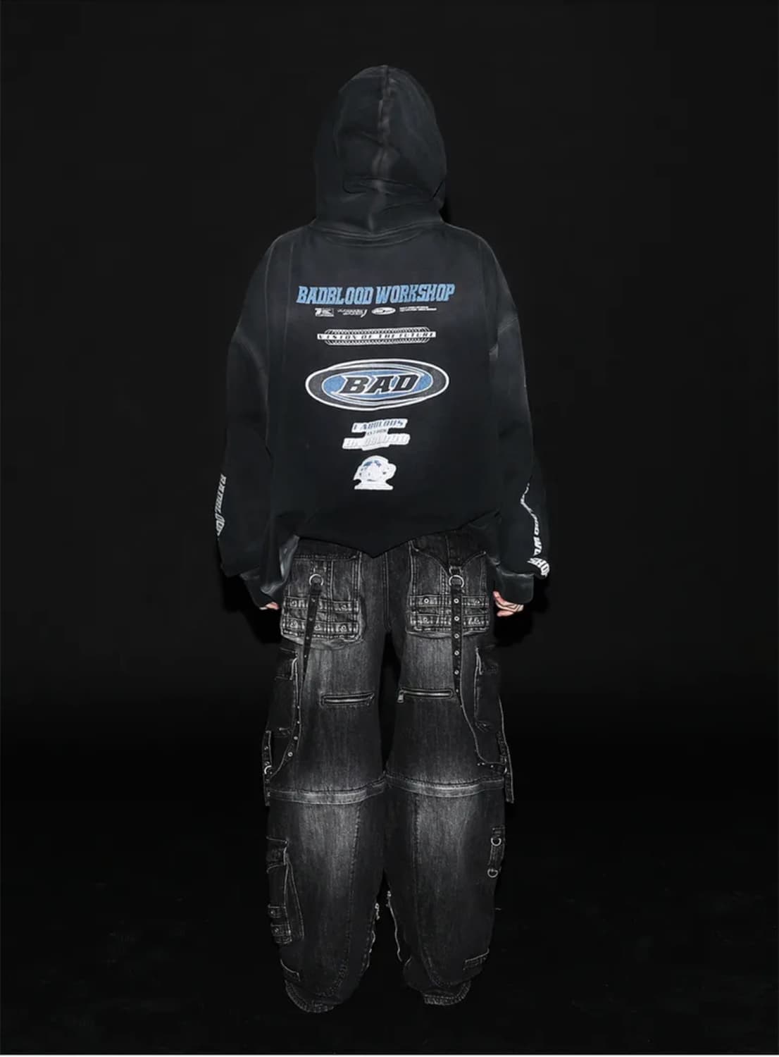 배드블러드 F2 올드이펙트 후드 - 블랙/블루 L 상품이미지4