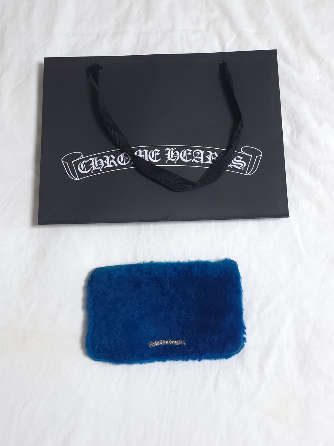 [OS] 크롬하츠 시어링 스크롤라벨 코인 파우치 지갑 블루 상품이미지1