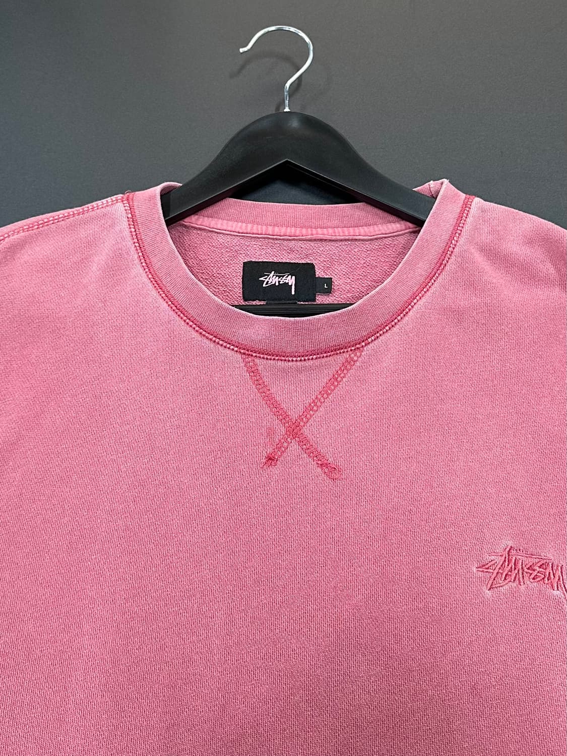 스투시 피그먼트워시드 맨투맨 살몬핑크 상품이미지7