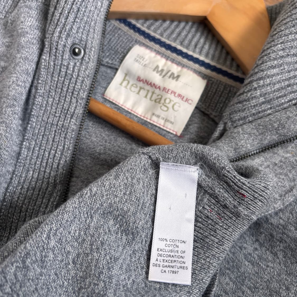 바나나 리퍼블릭 M 쿼터 집업 니트 그레이 입체적인 패턴  상품이미지6