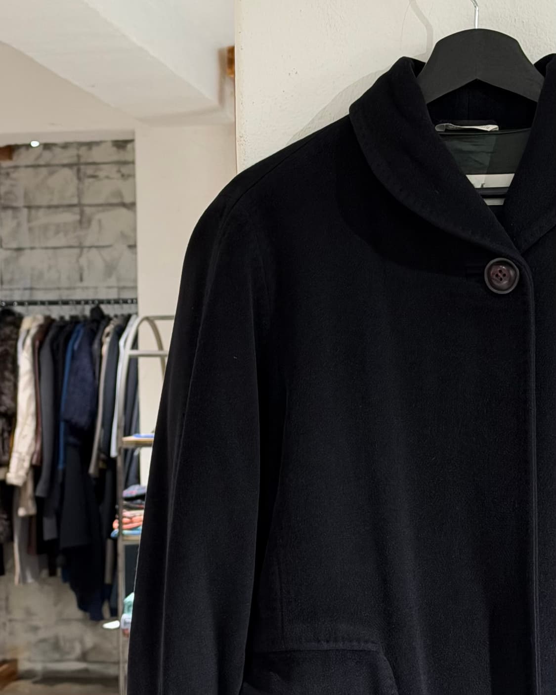 막스마라 블랙 원버튼 울 롱 코트 상품이미지2