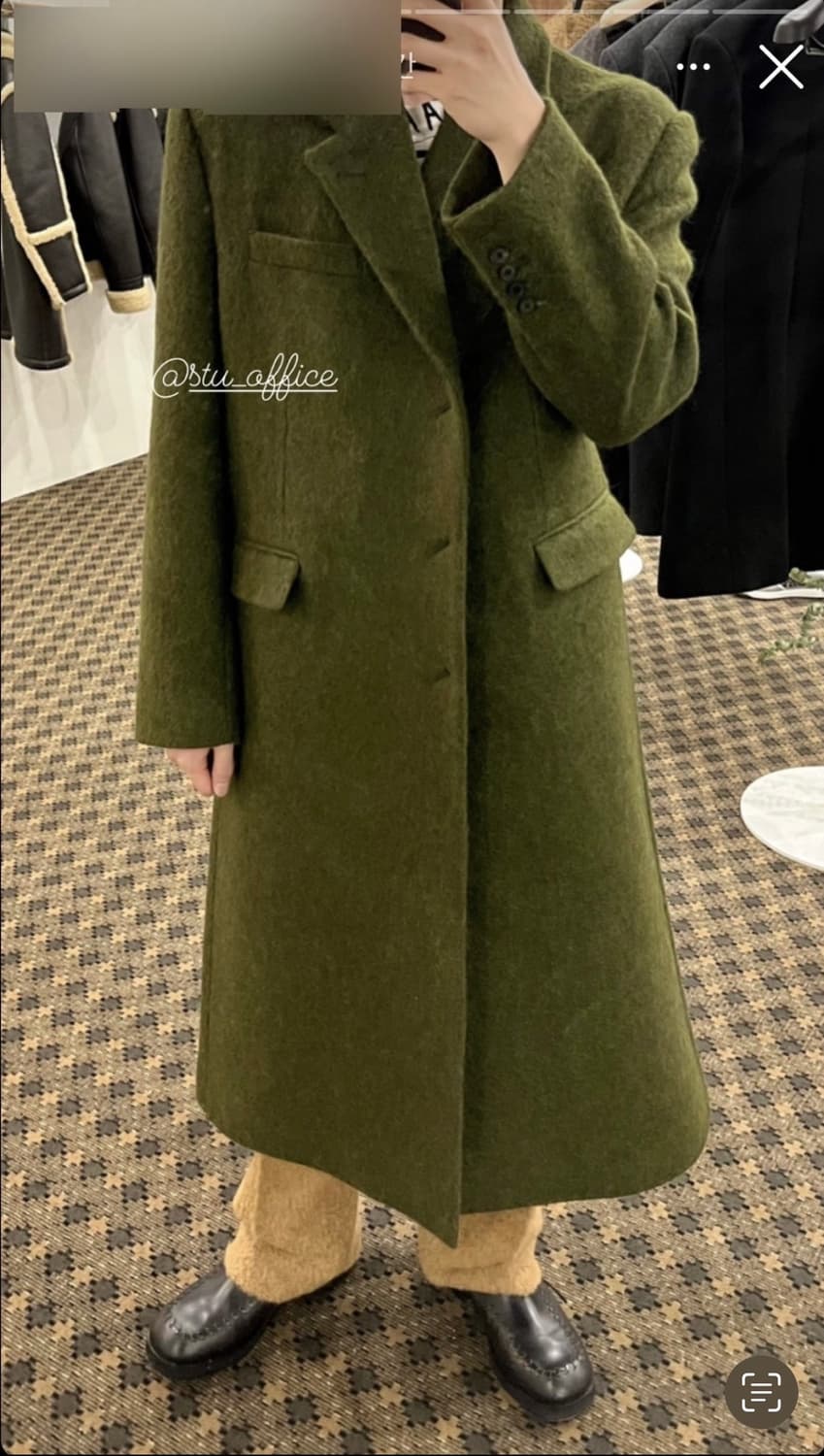 Stu 모헤어 그린 코트 한정판 M 상품이미지4