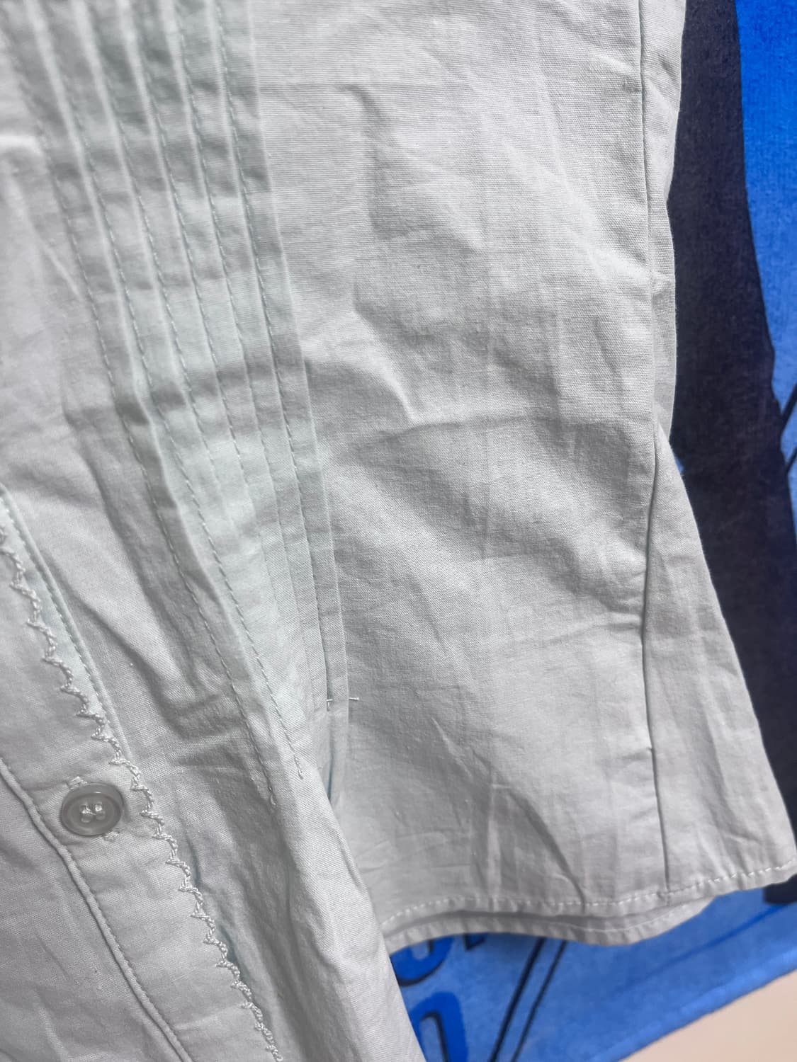 Necy Studio 민트 오르간 핀턱 반팔 블라우스 상품이미지2