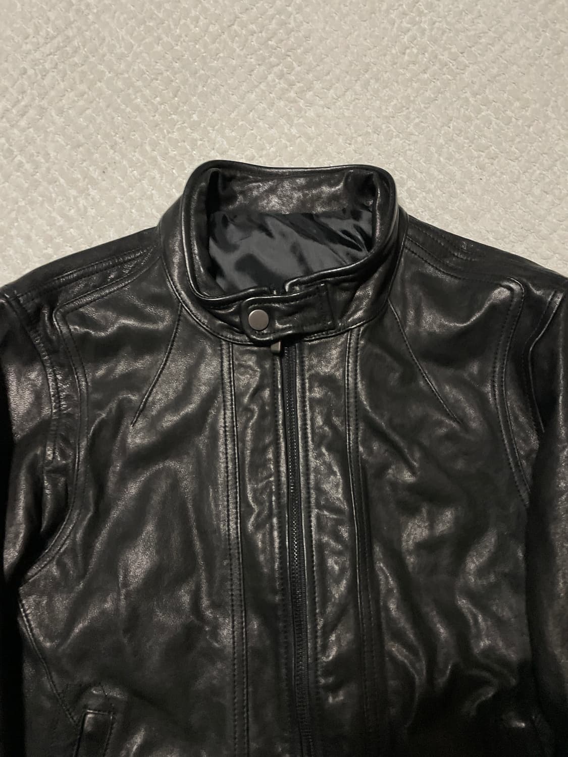 광희시장 웨스턴 무드 램스킨 양가죽 절개 레더 자켓 상품이미지4