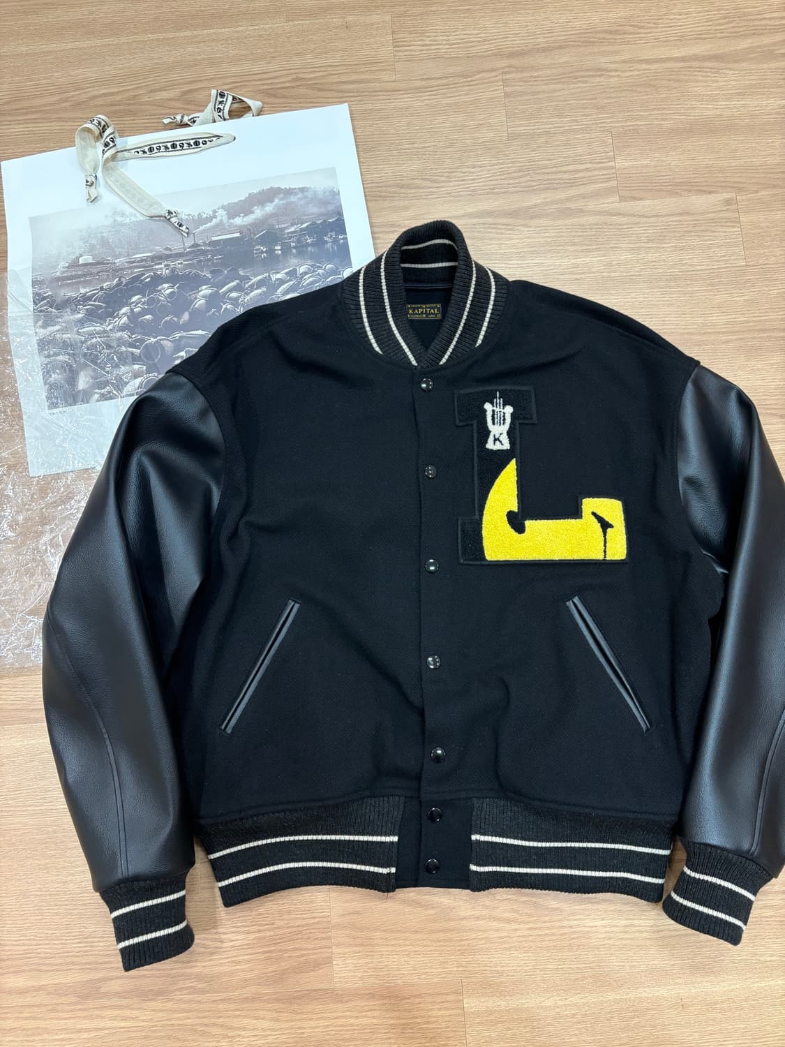 KAPITAL 캐피탈 40s L-Five 울 바시티 자켓 블랙 3size 상품이미지2