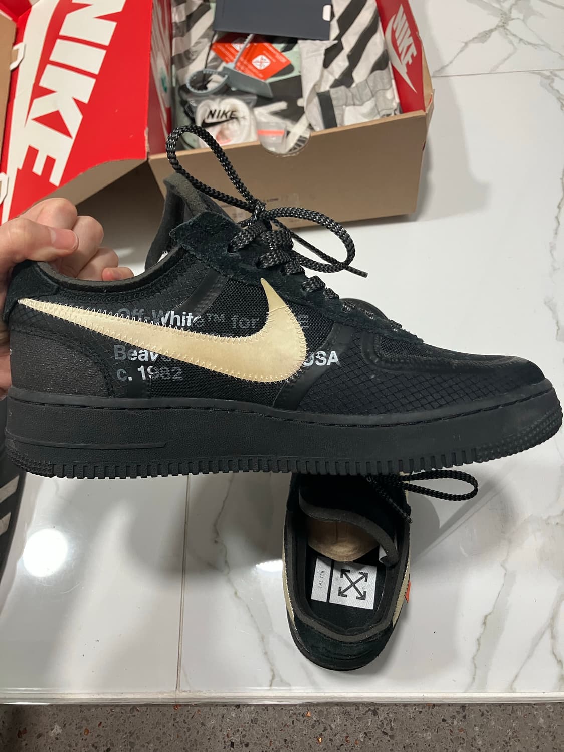 오프화이트더텐X나이키에어포스1 로우 블랙 275 상품이미지2